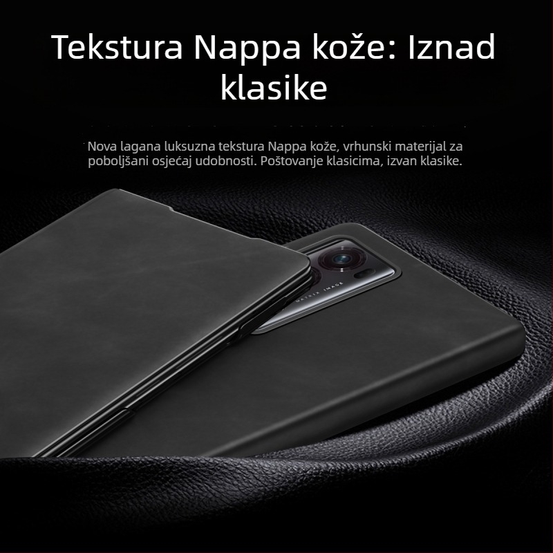 Futrola od lažne kože za Honor MagicV2, preklopna zaštita, V2, umjetna koža, 5G, puna zaštita, otporna na pad, držač, crna
