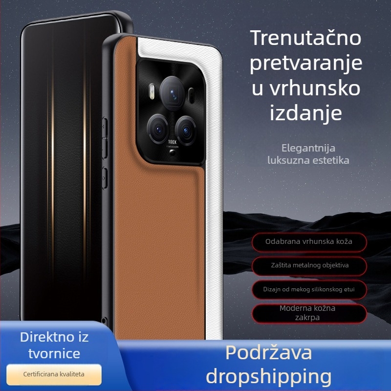 QML futrola za Honor Magic6Pro, umjetna koža, mat završni premaz, karirani uzorak, zaštita od padova