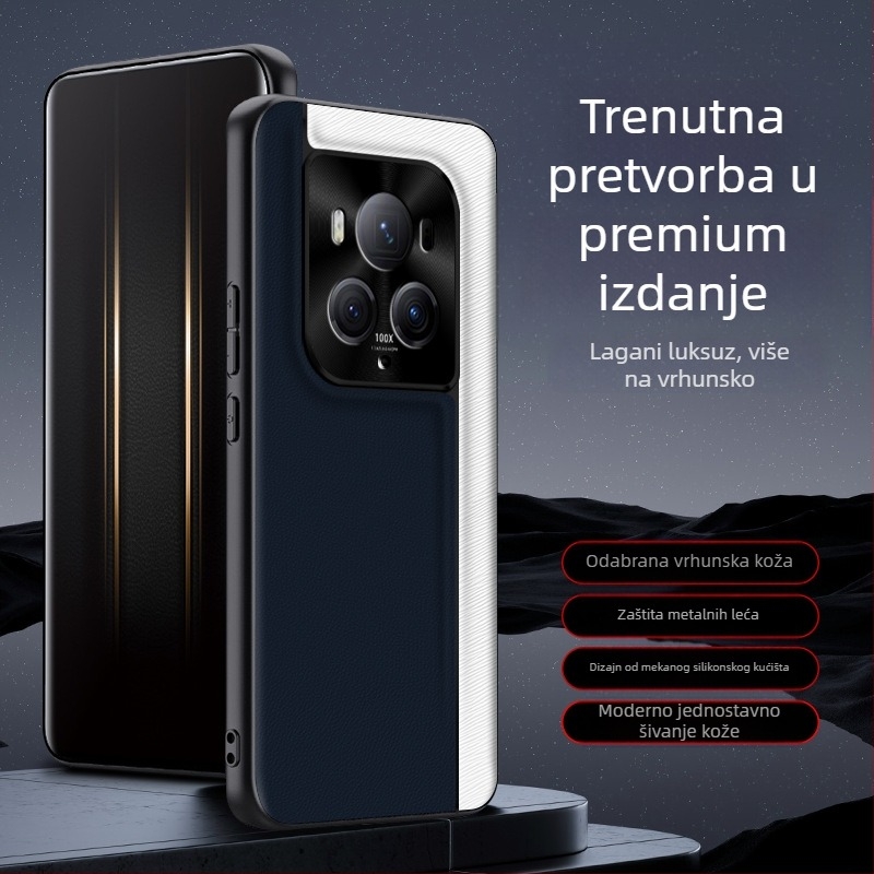 QML futrola za Honor Magic6Pro, umjetna koža, mat završni premaz, karirani uzorak, zaštita od padova