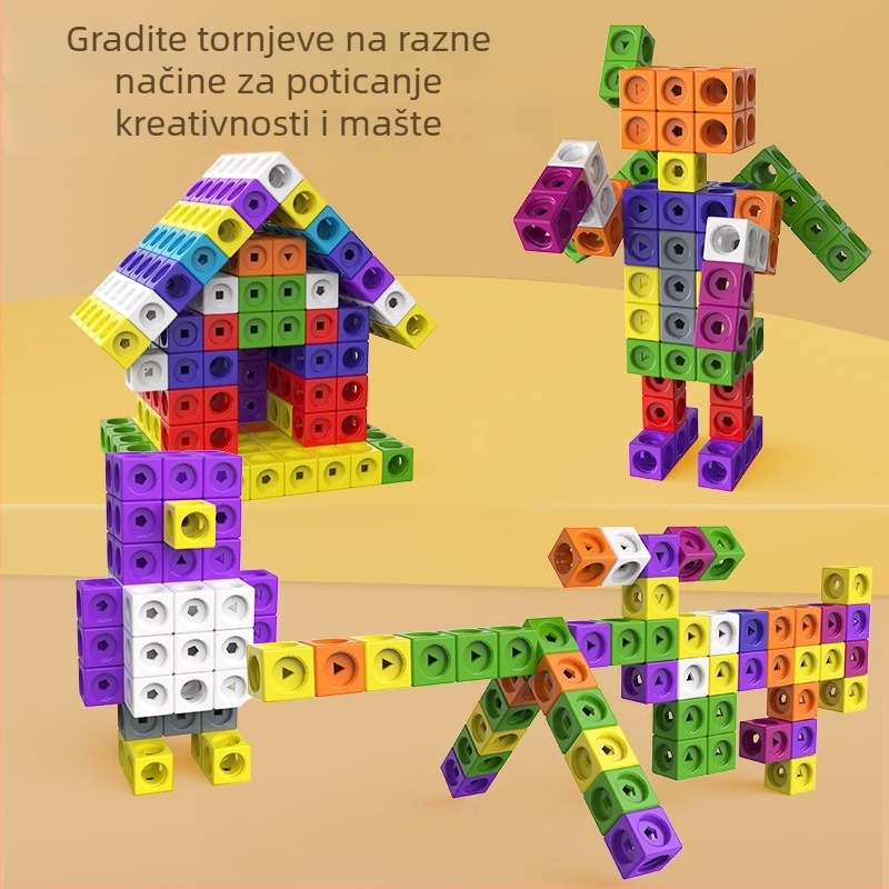 Edukativne digitalne građevinske blokove za rano učenje – ABS plastika, veliki blokovi, 100–200 komada, za djecu 4–6 godina, DIY sastavljanje