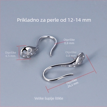 Naušnice od srebra 925 s prirodnim slatkovodnim biserima 7–14 mm, trodimenzionalni dizajn u obliku žlice, za žene
