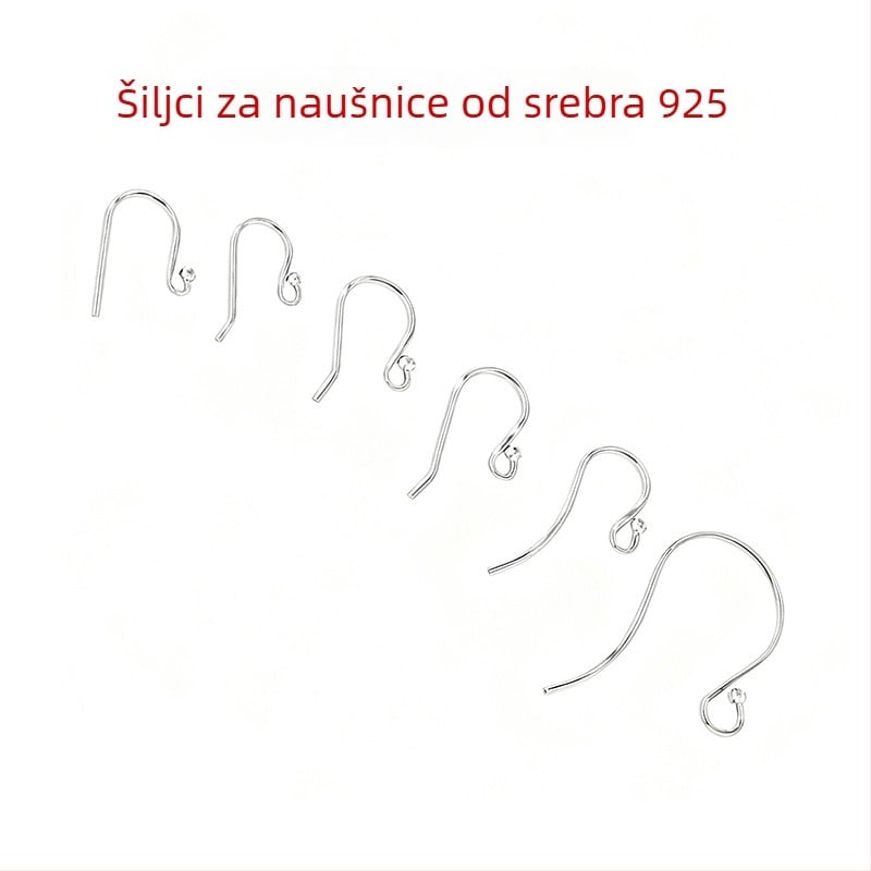 S925 srebrne U-oblike ušne kukice s perlicom – DIY komponenta za naušnice za žene