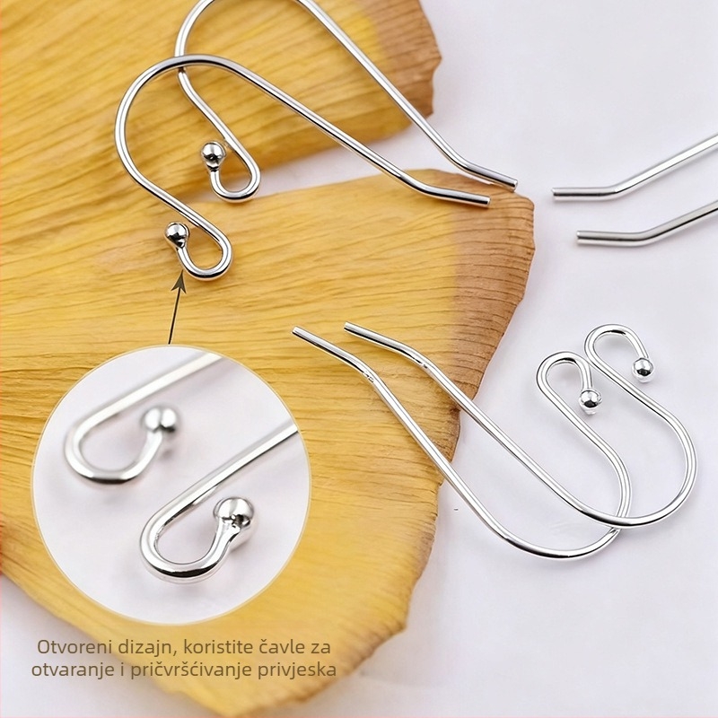 S925 srebrne U-oblike ušne kukice s perlicom – DIY komponenta za naušnice za žene