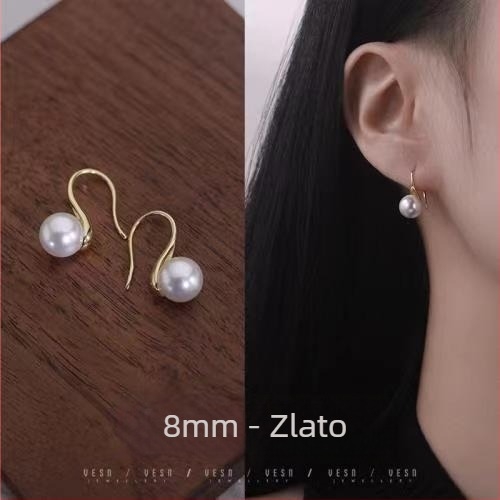 Naušnice s perlom, geometrijski dizajn, promjer bisera 12–13 mm, postovi od 14K metala