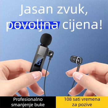 Sportski Lavalier Bluetooth mikrofon | Utišavanje šuma, IPX4 vodootporan, doseg 10 m, Bluetooth 5.5, trajanje baterije >8 h