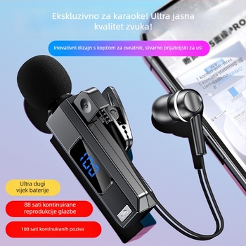 Sportski Lavalier Bluetooth mikrofon | Utišavanje šuma, IPX4 vodootporan, doseg 10 m, Bluetooth 5.5, trajanje baterije >8 h