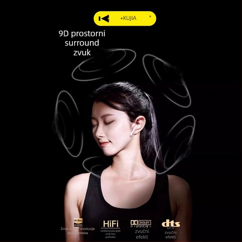 Kujia A200+ bežične TWS in-ear slušalice s aktivnim poništavanjem šuma, Bluetooth 5.3, trajanje baterije 4-8 sati, domet 10 m, dvostruki stereo zvuk