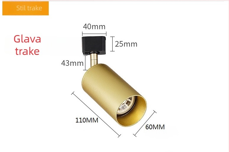 LED tračno svjetlo Nordic stil GU10, aluminijsko kućište, elektroplatirani završetak, model 001, za unutarnju upotrebu