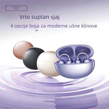 Bluetooth klipsa slušalica s kostnom kondukcijom, otvoreni dizajn uha, dvostruki stereo zvuk, Bluetooth 6.0, baterija 4–8 sati