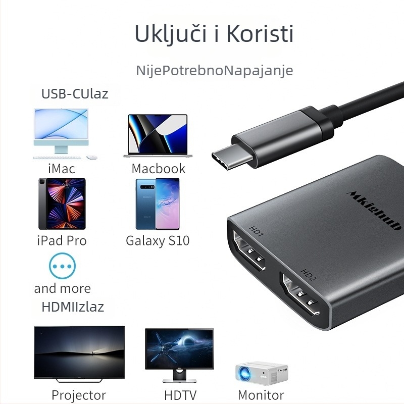 Type-C HDMI dok za prijenosno računalo s USB hubom i VGA izlazom