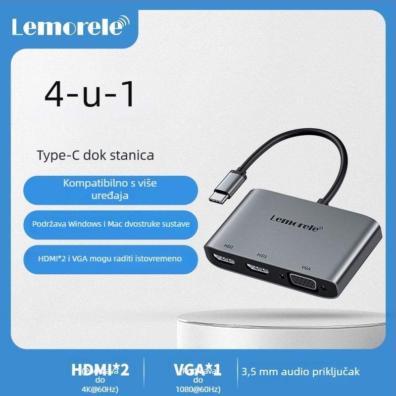 Type-C HDMI dok za prijenosno računalo s USB hubom i VGA izlazom