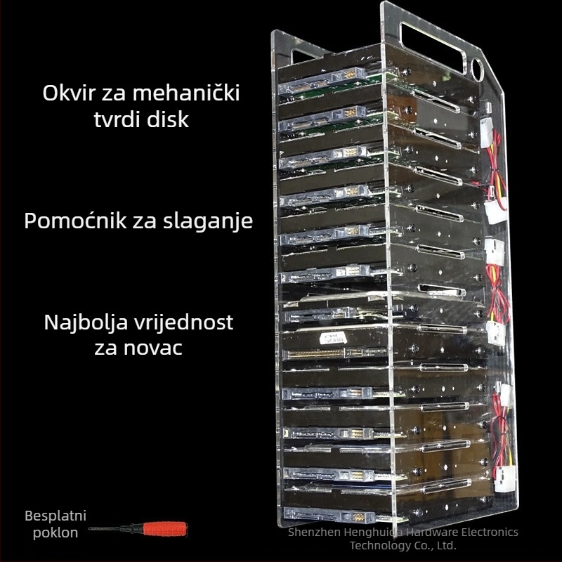 Višedisku HDD držač — prozirni akril, model: Multi-Hard drive bracket, marka: Lian Yi Hao Yu, OEM