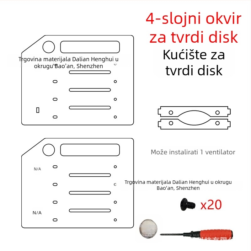 Višedisku HDD držač — prozirni akril, model: Multi-Hard drive bracket, marka: Lian Yi Hao Yu, OEM