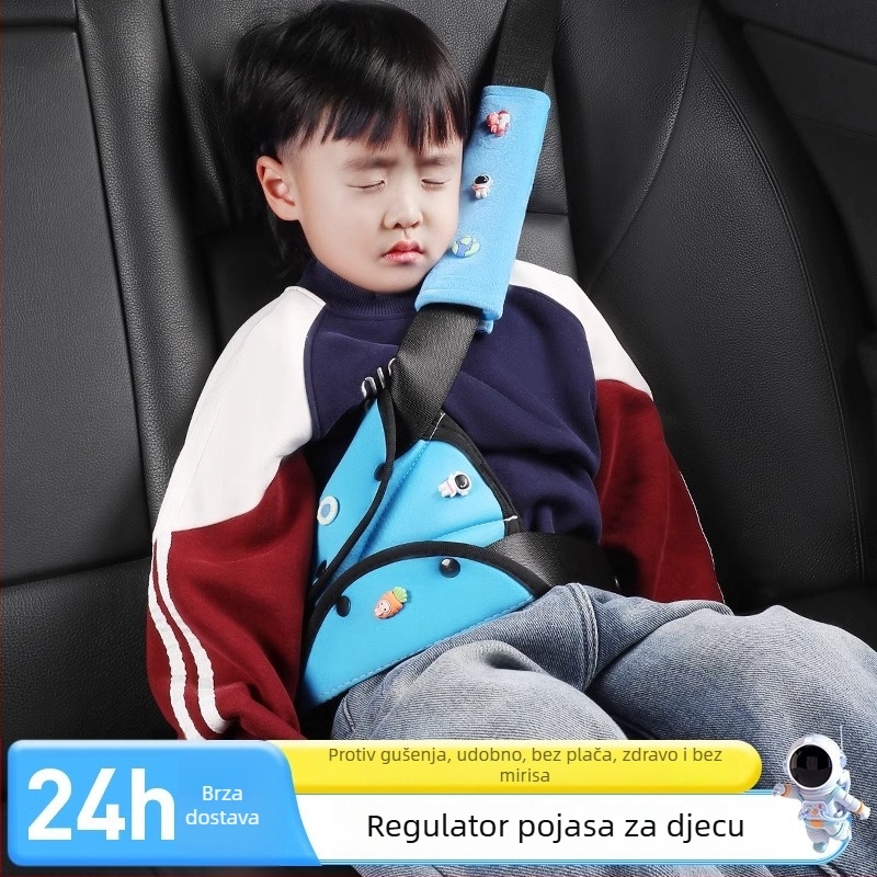 Set zaštitnih jastučnica za dječji auto-pojas: zaštita vrata, ograničivač duljine i prilagodljivi pojas