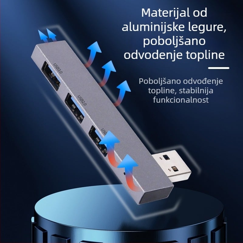USB 3.0 hub XS-889a, 3 porta, USB 2.0/3.0 prijenos, bez vanjskog napajanja