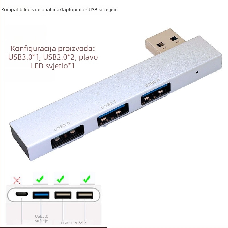 USB 3.0 hub XS-889a, 3 porta, USB 2.0/3.0 prijenos, bez vanjskog napajanja