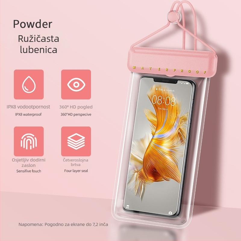 TPU vodootporna torbica za telefon s osjetljivim zaslonom, zatvorena vodootporna vrećica za plivanje, ronjenje i termalne izvore