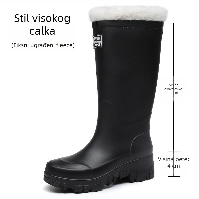 Ženske PVC čizme za kišu, srednje visoke, niska peta 1-3 cm, slip-on dizajn