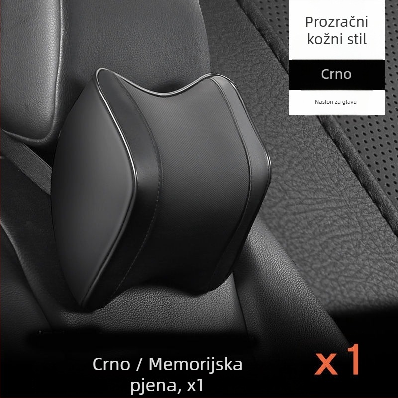 Auto jastuk za glavu i podrška za lumbalni dio s memory foam — umjetna koža, sve sezone, univerzalna prilagodba vozilima, jednostavan stil