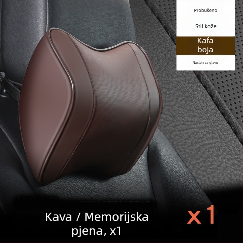 Auto jastuk za glavu i podrška za lumbalni dio s memory foam — umjetna koža, sve sezone, univerzalna prilagodba vozilima, jednostavan stil