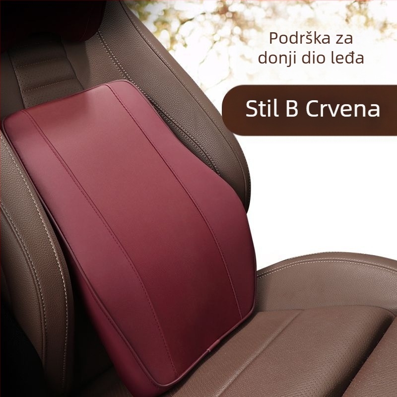 Auto jastuk za glavu i podrška za lumbalni dio s memory foam — umjetna koža, sve sezone, univerzalna prilagodba vozilima, jednostavan stil