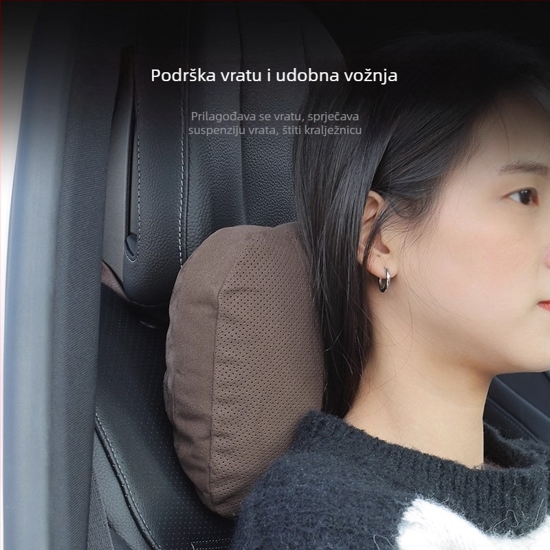 Automobilski jastuk za naslon za glavu i lumbalnu podršku — velur materijal, puni od prirodnih vlakana, univerzalna kompatibilnost, prilagodljivo, za sve sezone