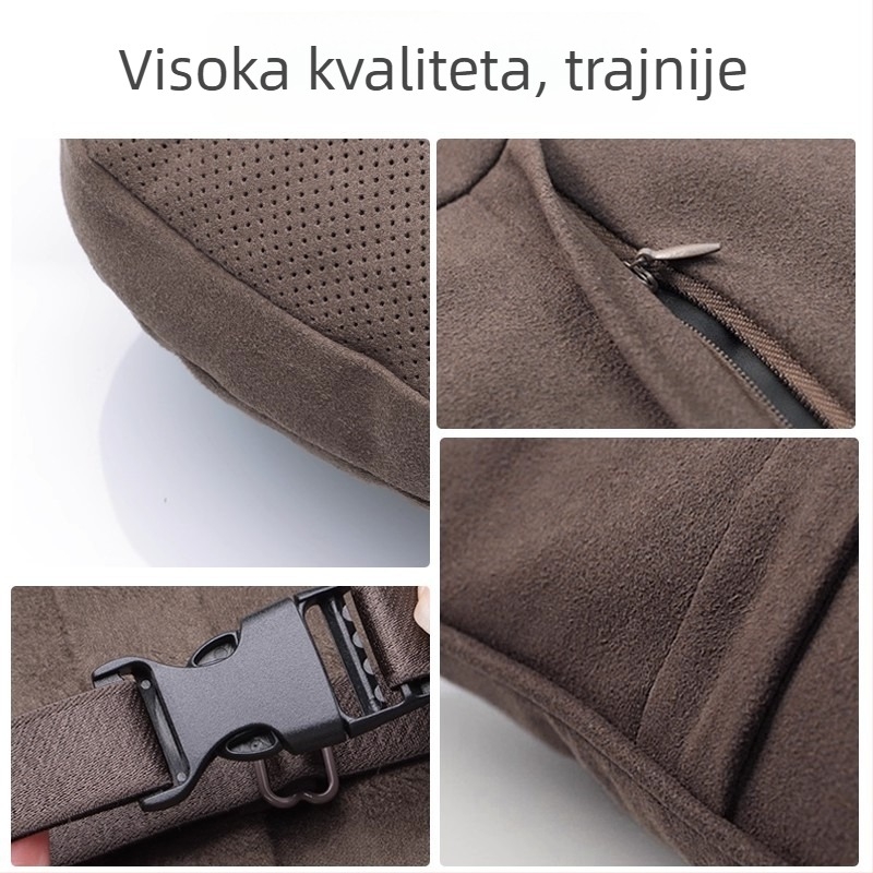 Automobilski jastuk za naslon za glavu i lumbalnu podršku — velur materijal, puni od prirodnih vlakana, univerzalna kompatibilnost, prilagodljivo, za sve sezone