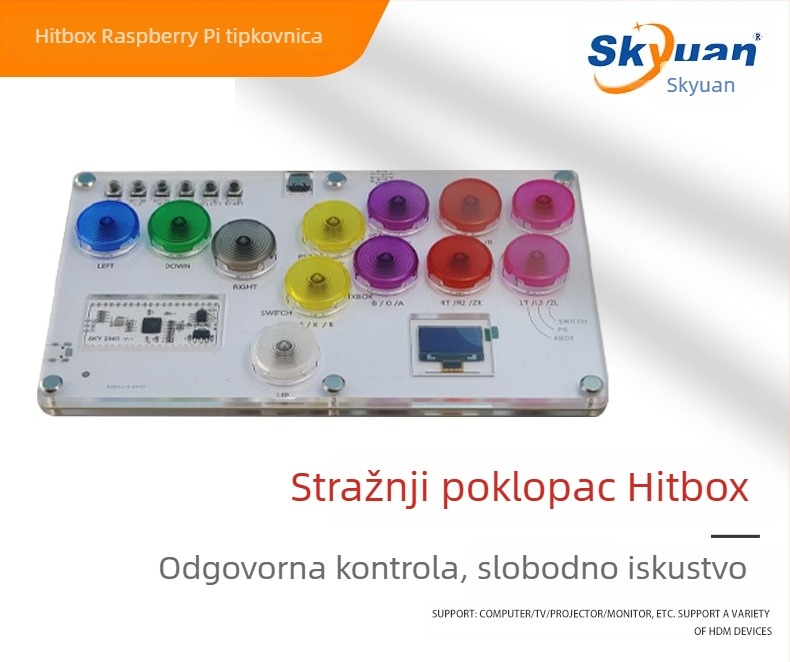 HITBOX borbena tipkovnica USB arkadni joystick — akril, visoka preciznost, kompatibilno sa Switch, PC, Android i PS4