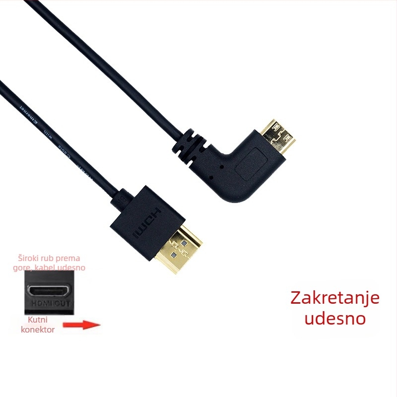 HDMI 2.1 8K tanak fleksibilan kabel Micro HDMI na standardni HDMI, 3 m, zlatni konektori