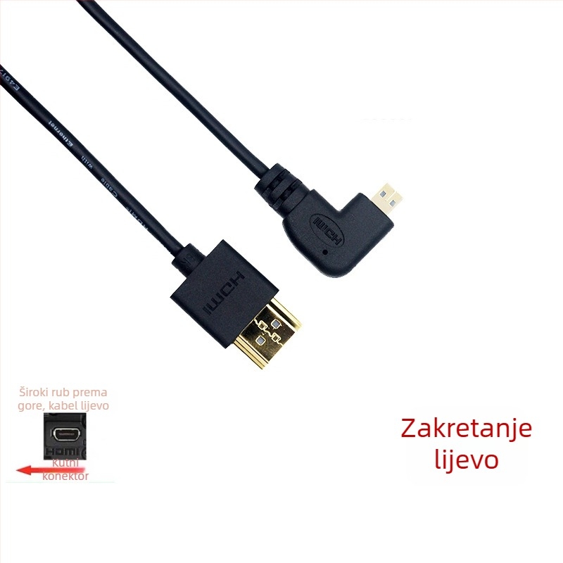 HDMI 2.1 8K tanak fleksibilan kabel Micro HDMI na standardni HDMI, 3 m, zlatni konektori