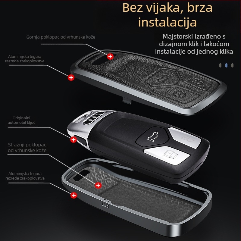 Audi aluminijski držač ključeva – poslovni stil, kompatibilan s A4L, Q5L, Q7, A4, A5