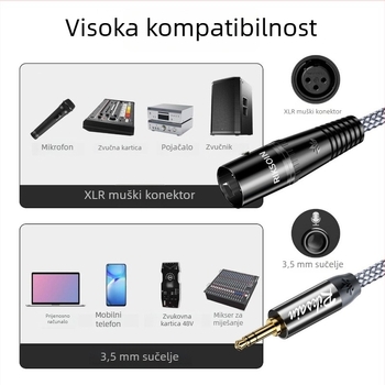 Rexon XLR kabel 3,5 mm na XLR muški – za kondenzacijski mikrofon i mikser, bakreno jezgro, CCC potvrda