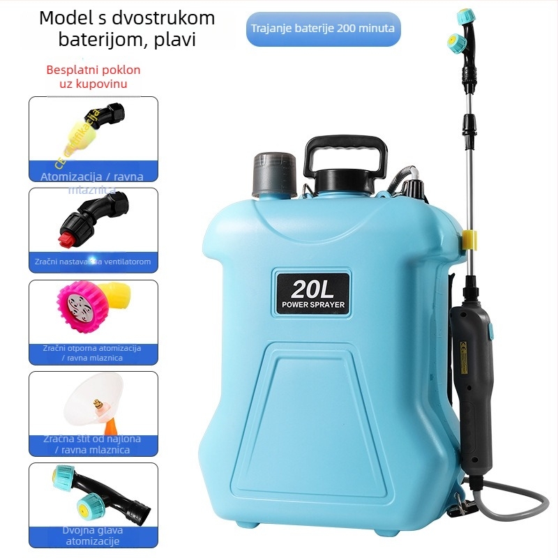 Prskalica na rame, 20 L, HDPE, ponovno punjiva, za pesticidne raspršivanje, dezinfekciju i atomizaciju