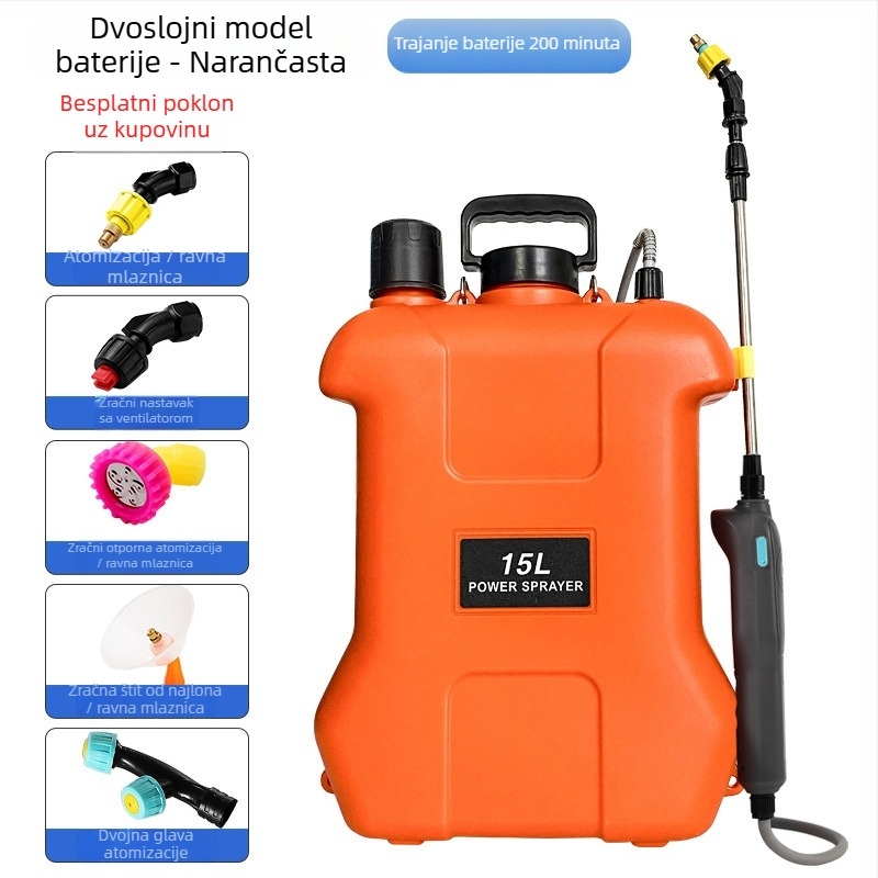 Prskalica na rame, 20 L, HDPE, ponovno punjiva, za pesticidne raspršivanje, dezinfekciju i atomizaciju