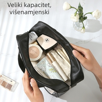 Prozirna kozmetička torbica kubičnog oblika, PU materijal, višenamjenska za putovanja