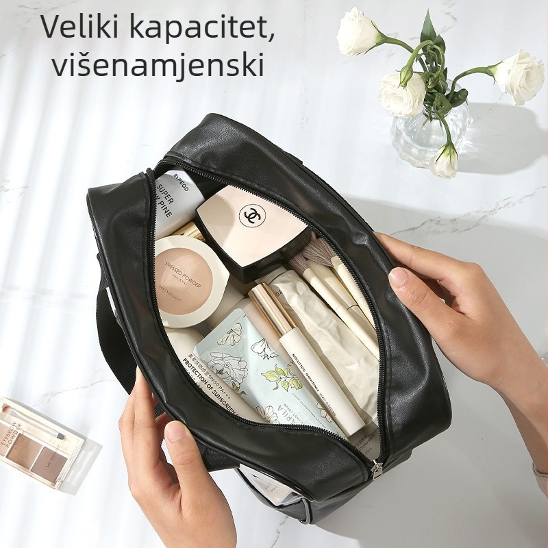 Prozirna kozmetička torbica kubičnog oblika, PU materijal, višenamjenska za putovanja