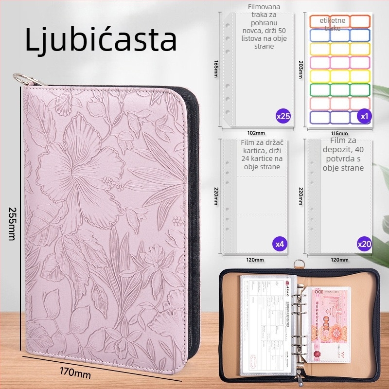 Organizator za bankovnu knjižicu i novac — reljefni uzorak, PU materijal, serija Relief, Tongyi Culture