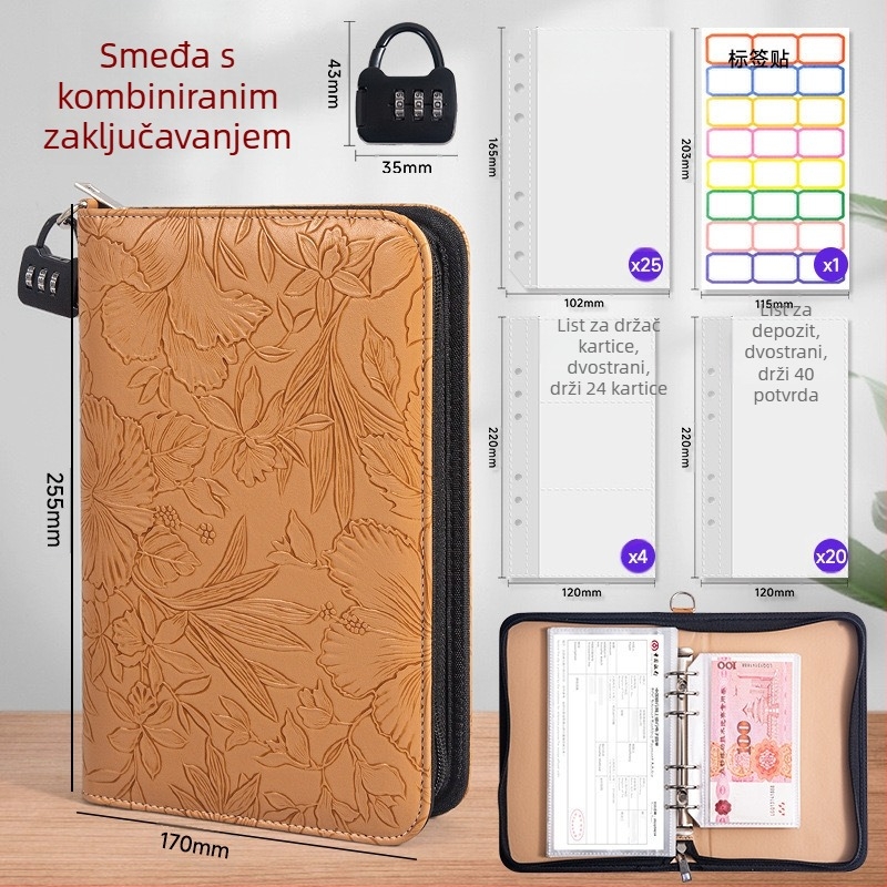 Organizator za bankovnu knjižicu i novac — reljefni uzorak, PU materijal, serija Relief, Tongyi Culture