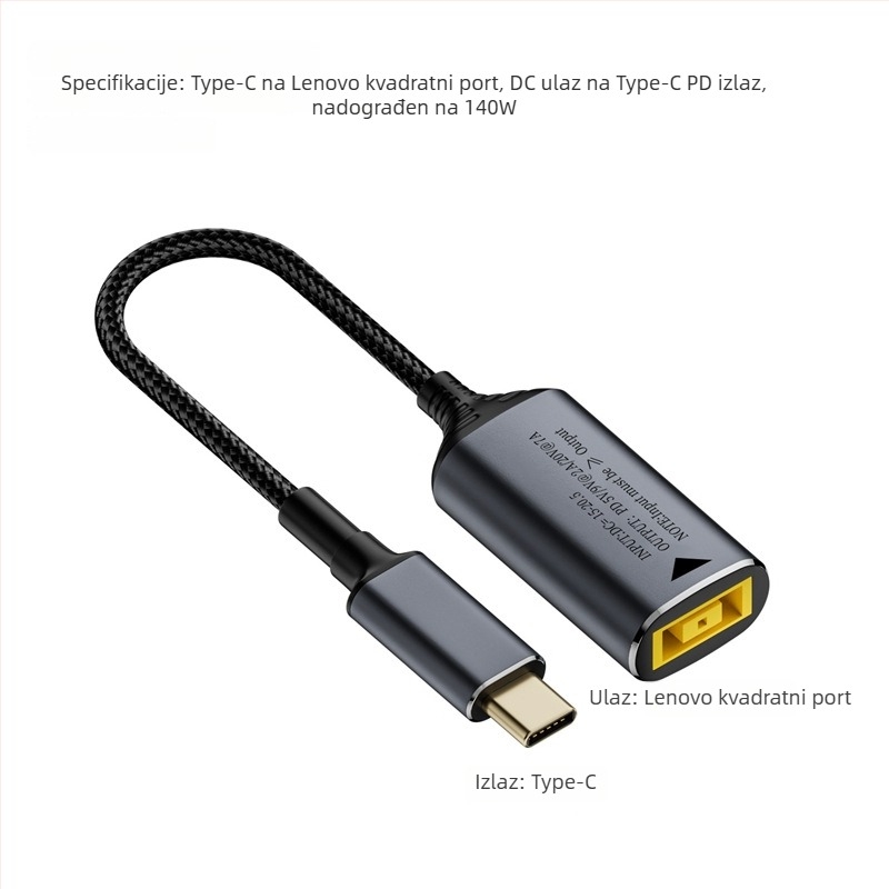 Type-C PD adapter kabel s automatskim prepoznavanjem ulaza 5V/9V/20V, PD izlaz do 140W, duljina kabla 17 cm