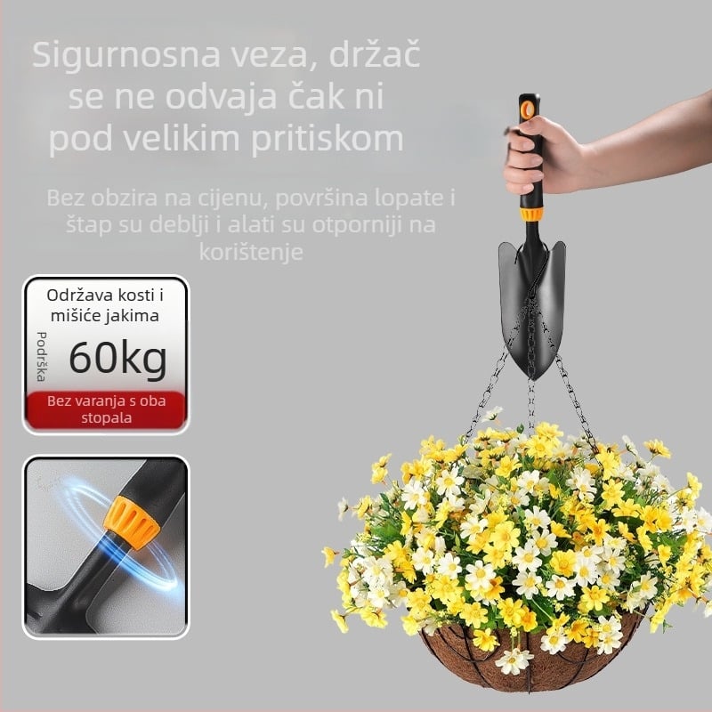Trokomponentni set lopata od nehrđajućeg čelika za kopanje, sadnju i presađivanje
