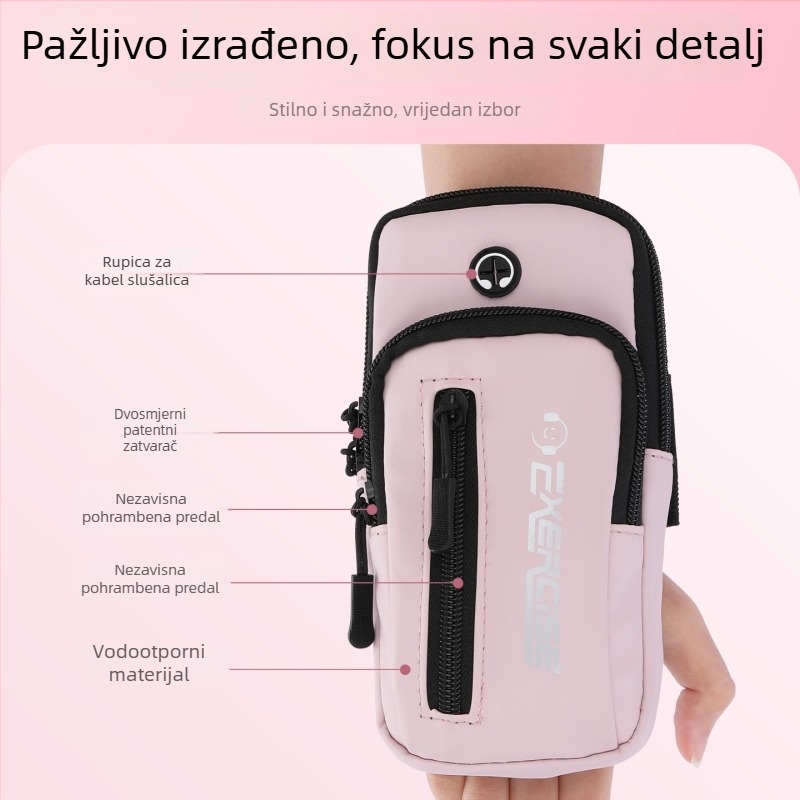 Vanlain arm bag za mobitel, sportska torbica za trčanje i vožnju biciklom, prozračna PU tkanina s podstavom od poliester-pamučne tkanine