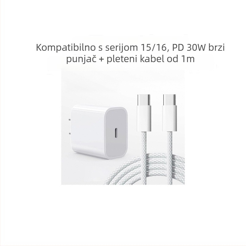 Pleteni USB-C kabel za brzo punjenje za iPhone 15/16, PD30W