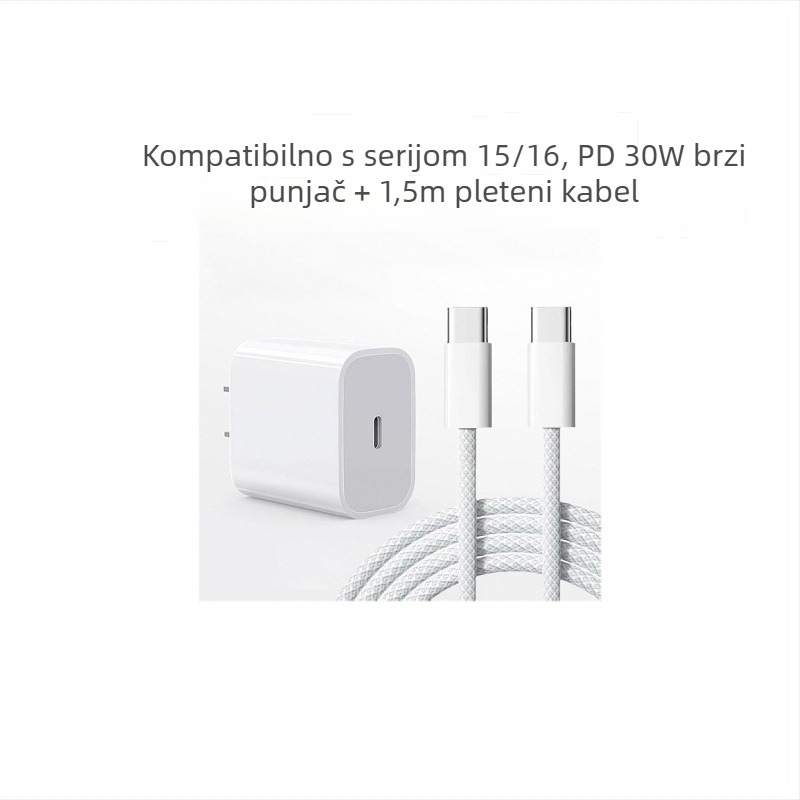 Pleteni USB-C kabel za brzo punjenje za iPhone 15/16, PD30W