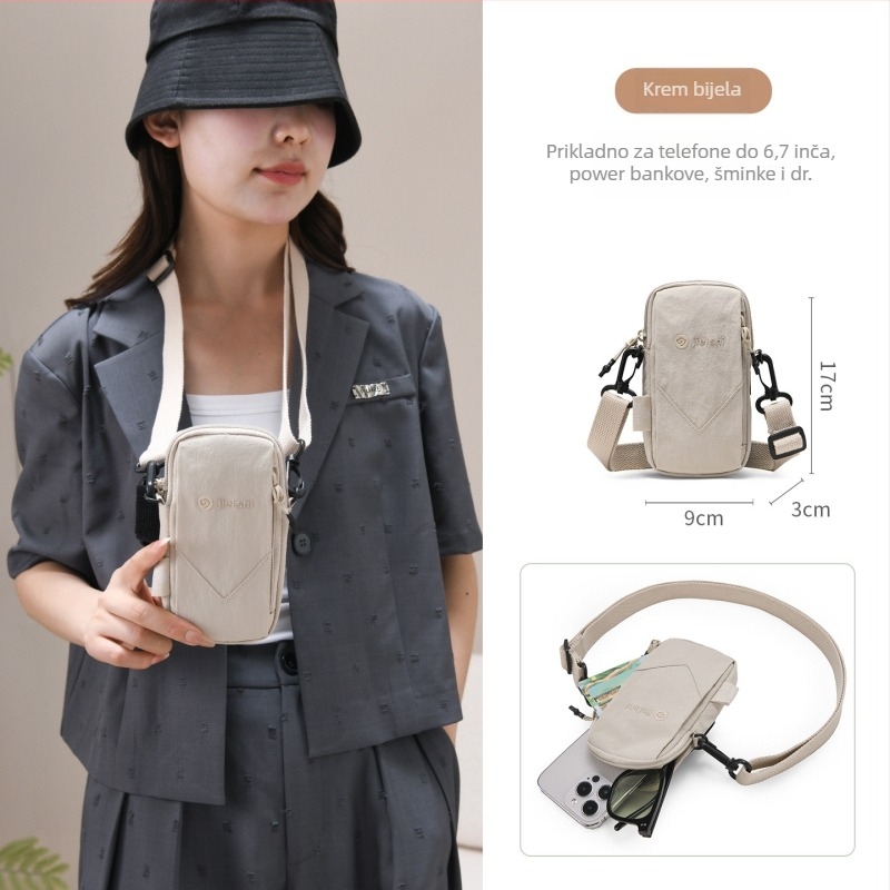 Torba za mobitel za trčanje – najlon, zatvarač, uspravni kvadratni oblik, podstava poliester, izlazak jeseni 2025