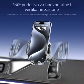 Držač za mobitel u automobilu za ploču, usisna držač, 360° rotacija, minimalistički stil, univerzalno (bez punjenja; usisna montaža; rotacija 360°; univerzalno za ploču)