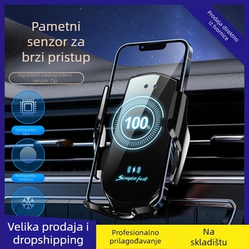 Držač za telefon u automobilu s bežičnim punjenjem 15W, automatska detekcija navigacije, držač za otvor za zrak, Snap-On montaža