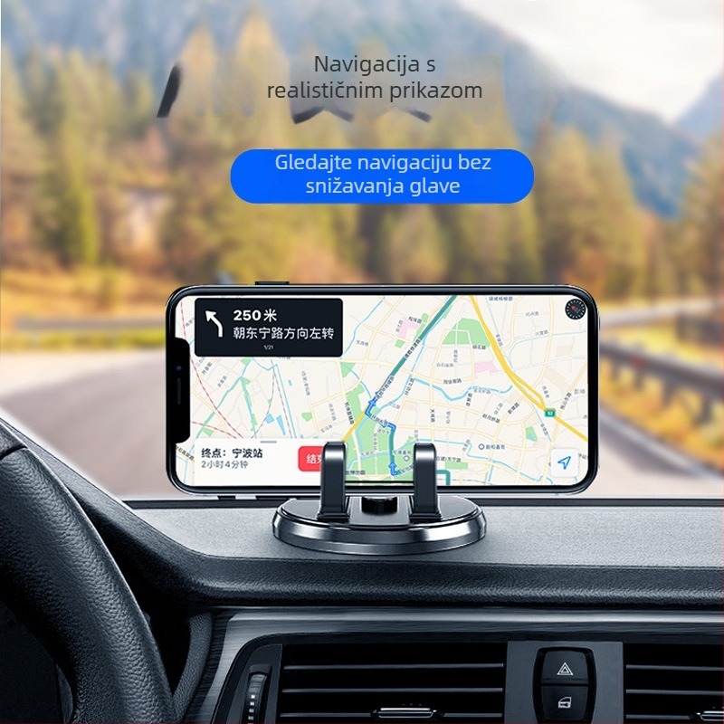 Držač za telefon u automobilu – Univerzalni držač na ploču, ljepilno ugradnja, usisna čašica, Yaffir