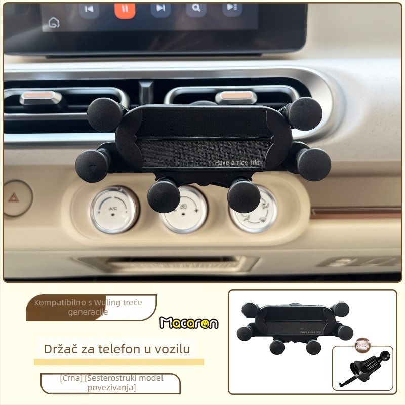 Držač za telefon u automobilu za Wuling Hongguang Mini — snap-on montaža na izlaz zraka, dizajn crtani makaron, nepunjiv