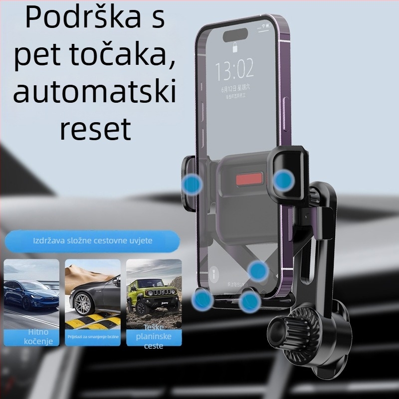 Držač za telefon u automobilu za ventilacijski otvor, snap-on montaža, univerzalna kompatibilnost, fiksni produžni štap za navigaciju