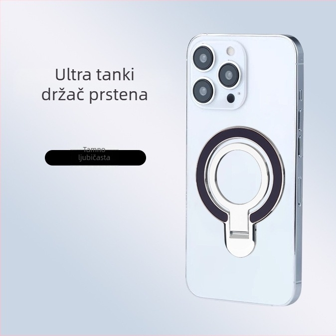Izuzetno tanak držač za telefon s prstenom — kompatibilan s iPhone i Huawei, stolni i automobilski držač, bežični držač, na skladištu